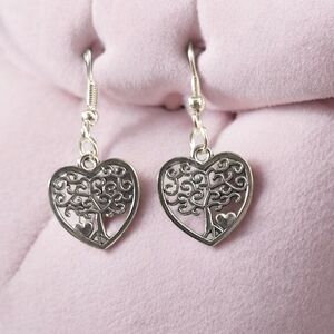 Silver Heart Tree Earrings